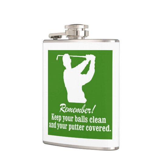 Golf spielender Golfspieler des Flachmann (Links)