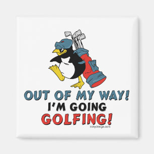 Golf spielender Pinguin Magnet