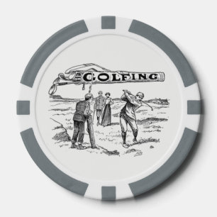 Golf spielendes Golfspieler-Golf-Vintages Pokerchips