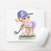 Golf spielendes Mädchen Mousepad (Mit Mouse)