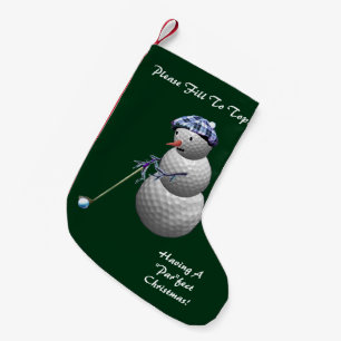 Golf spielendes Schneemann-Weihnachten Kleiner Weihnachtsstrumpf