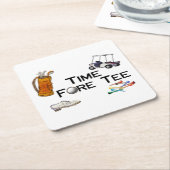 Golf spielendes Zeit-VorderT-Shirt Rechteckiger Pappuntersetzer (angewinkelt)