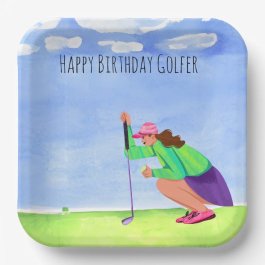 Golf spielt Golf Birthday Golfer Pappteller (Vorderseite)