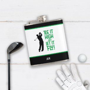 Golf-Sport-Süß-Humor-Tee-Zitat Schwarz Grün 6 oz Flachmann