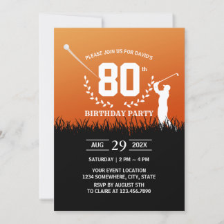 Golf Sports 80. Geburtstagsparty Einladung