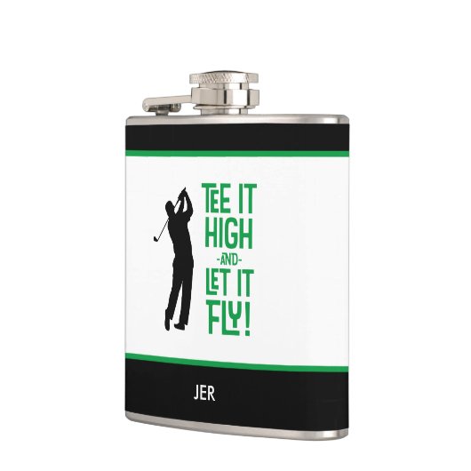 Golf Sports Niedlich Spaß T-Shirt Zitat Black Gree Flachmann (Links)