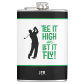 Golf Sports Niedlich Spaß T-Shirt Zitat Black Gree Flachmann (Vorderseite)