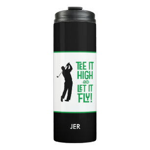 Golf Sports Spaß T-Shirt Zitat Niedlich Black Gree Thermosbecher