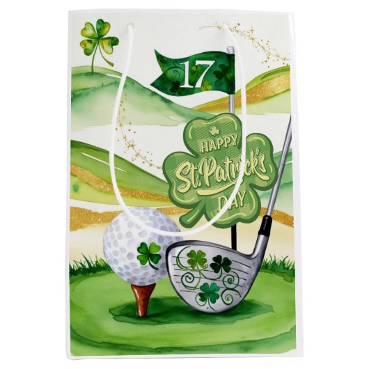 Golf St. Patrick's Day for Golf themed for Golfer Mittlere Geschenktüte (Vorderseite)