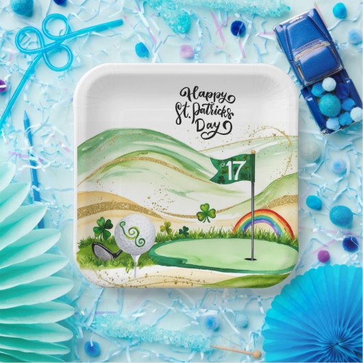 Golf St. Patrick's Day for Golfer with Flag Pappteller (Party)