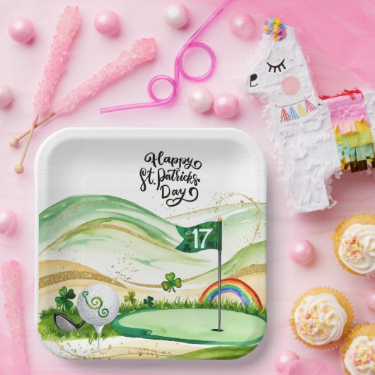 Golf St. Patrick's Day for Golfer with Flag Pappteller (Party)