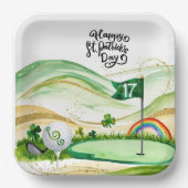 Golf St. Patrick's Day for Golfer with Flag Pappteller (Vorderseite)