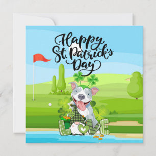GOLF St. Patrick's Day für Golfer mit HUND Feiertagskarte