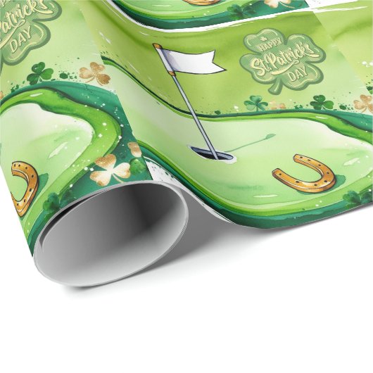 Golf St. Patrick's Day für Golfer Wasserfarbe Geschenkpapier (Rolleneckpunkt)
