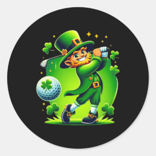 Golf St. Patricks Day Golf Irisches Golfen Runder Aufkleber