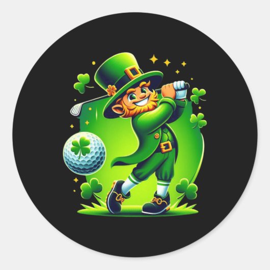 Golf St Patricks Day Golf Irish Golfing Runder Aufkleber (Vorderseite)