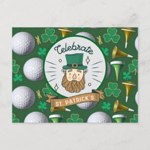 Golf St. Patrick's Day mit Golfball für Golfer Feiertagspostkarte