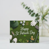 Golf St. Patrick's Day mit Golfball für Golfer Postkarte (Stehend Vorderseite)