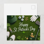 Golf St. Patrick's Day mit Golfball für Golfer Postkarte (Vorne/Hinten)