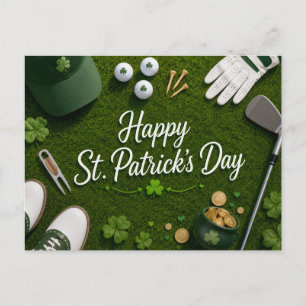 Golf St. Patrick's Day mit Golfball für Golfer Postkarte