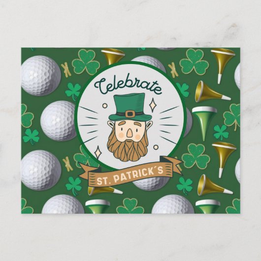 Golf St. Patrick's Day mit Golfball für Golfer Postkarte (Vorderseite)