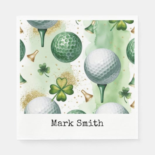Golf St. Patrick's Day mit Golfball für Golfer Serviette (Vorderseite)