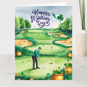 Golf St. Patrick's Day Watercolor Karte