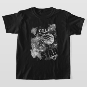 Golf Star, Black Grunge Golf T-Shirt