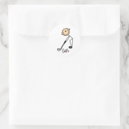 Golf Strichmännchen Runder Aufkleber (Tasche)