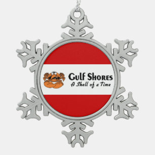 Golf stützt Alabama-Krabbe unter Schneeflocken Zinn-Ornament