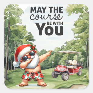 Golf Summer Christmas mit dem Weihnachtsmann unter Quadratischer Aufkleber