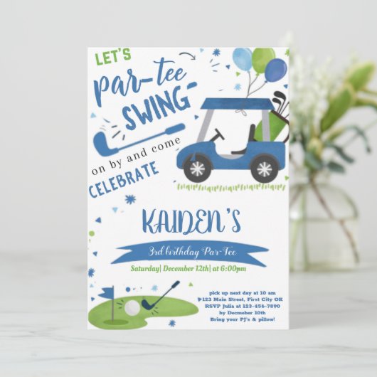 Golf Swing Diverse Geburtstagskarte (Stehend Vorderseite)