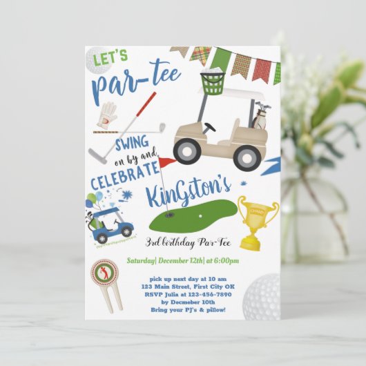 Golf Swing Geburtstagskarte (Stehend Vorderseite)