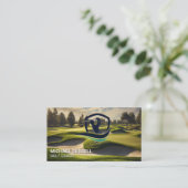Golf Swing Logo | Hintergrund des Golfplatzes Visitenkarte (Stehend Vorderseite)