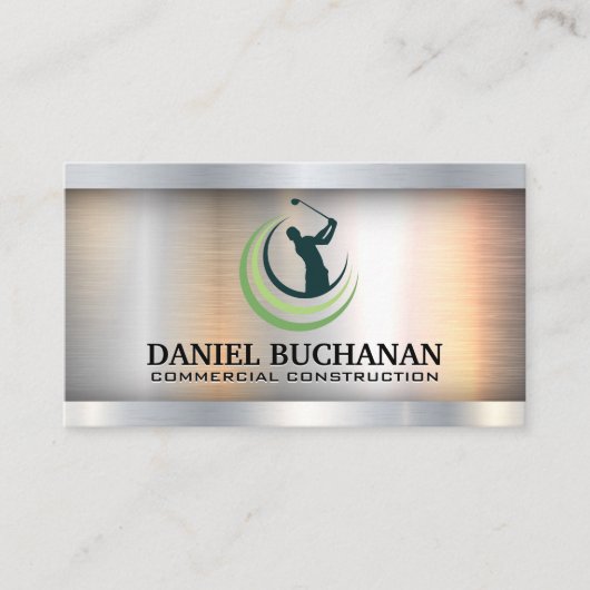 Golf Swing Logo | Metallindustrie Visitenkarte (Vorderseite)