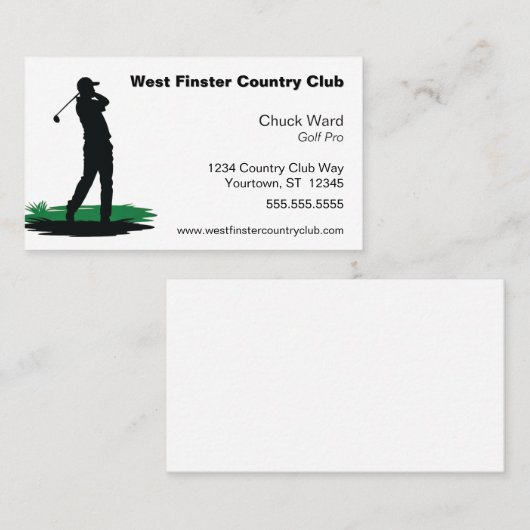 Golf Swing Silhouette Golf Pro Country Club Visitenkarte (Vorne/Hinten)