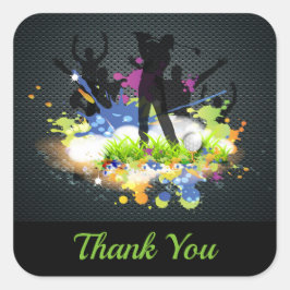 Golf Swing Unterstützer Personalisiert Moderner Go Quadratischer Aufkleber