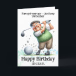 *~* Golf Swinging AP94 Funny Old Man Birthday Card Dankeskarte<br><div class="desc">(Suchcode AP914um ähnliche Objekte zu finden) Einfache Übertragung auf andere Zazzle Produkte. Energetisch von Anna Rosa Alte Senior Man Golfer QUOTE Fore verbessert - behalt einfach zu schwingen! Funny Golf Geburtstagskarte - PERSONALISIEREN SIE DIE GANZE ZEIT. NAME , SENTIMENT , in MESSAGE und SIGNATIRE ist der gesamte Text anpassbar.- Text...</div>