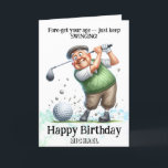 *~* Golf Swinging AP94 Funny Old Man Birthday Card Dankeskarte<br><div class="desc">(Suchcode AP914um ähnliche Objekte zu finden) Einfache Übertragung auf andere Zazzle Produkte. Energetisch von Anna Rosa Alte Senior Man Golfer QUOTE Fore verbessert - behalt einfach zu schwingen! Funny Golf Geburtstagskarte - PERSONALISIEREN SIE DIE GANZE ZEIT. NAME , SENTIMENT , in MESSAGE und SIGNATIRE ist der gesamte Text anpassbar.- Text...</div>