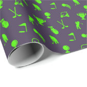 Golf Symbole Kart Clubs Green auf Navy Geschenk Geschenkpapier (Rolleneckpunkt)