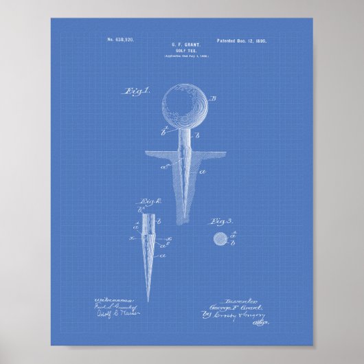 Golf T-Shirt 1899 Patentart - Blueprint Poster (Vorne)