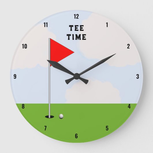 Golf T-Shirt Time Große Wanduhr (Vorderseite)