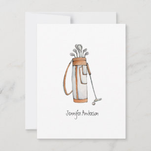 Golf-Tasche Golfer Flach Danke-Karte Dankeskarte