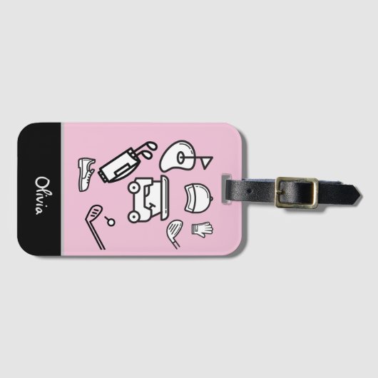 Golf-Taschenkarton mit Schlagzettel auf rosa Paste Gepäckanhänger (Vorderseite (Horizontal))