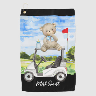 Golf Teddy Bear auf Golf Cart für Baby Golfer Golfhandtuch