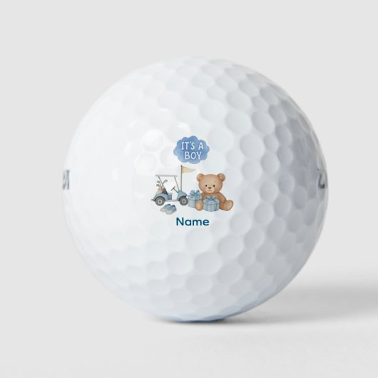 Golf Teddy Bear It's Boy for Baby Shower Golfball (Vorderseite)