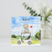 Golf Teddy Bear It's Boy for Baby Shower Karte (Stehend Vorderseite)
