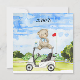 Golf Teddy Bear It's Boy for Baby Shower Karte