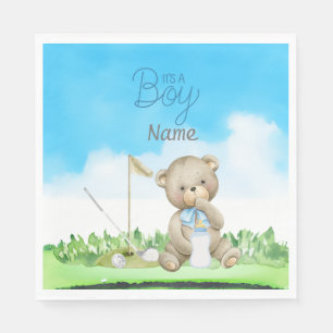 Golf Teddy Bear It's Boy for Baby Shower Napkins Serviette
