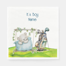 Golf Teddy Bear It's Boy for Baby Shower Napkins Serviette